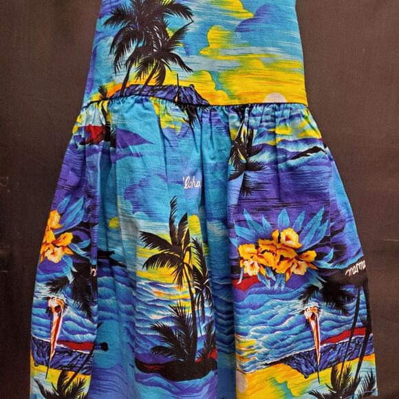 Royal Creations Made in Hawaii Aloha Blue Bungee Sundress 4T - Picture 4 of 6